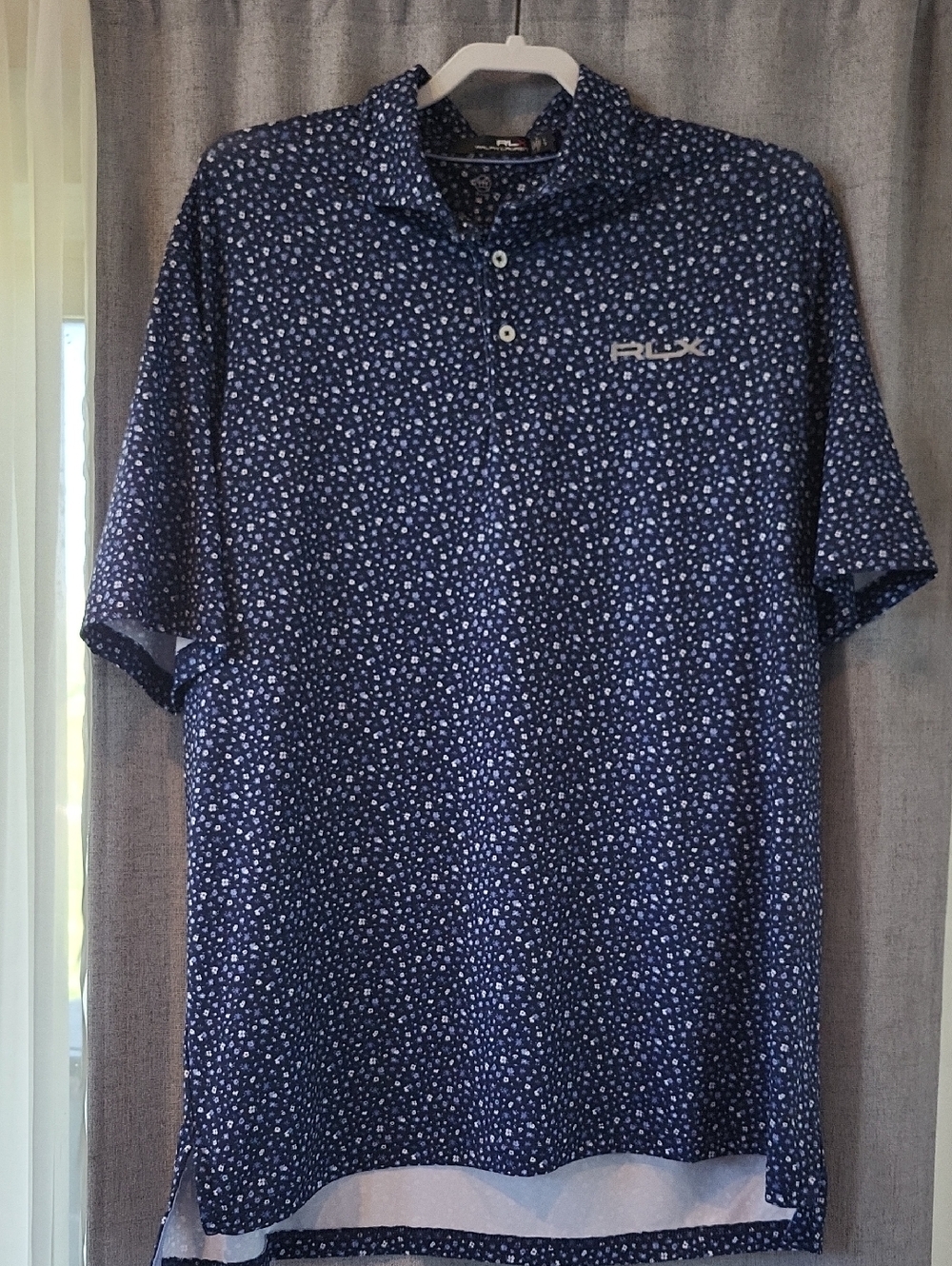 Ralph Lauren Navy Polo with White Micro Floral Print